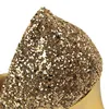 Dress Shoes Women 7cm 9.5cm High Heels Sequins Glitter Luxury Designer Pumps Plus Size 43 Wedding Bridal Gold Valentine Scarpins Shoes 230822