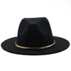 Wide Brim Hats Bucket Blackgreen Simple Church Derby Top Hat Panama Solid Felt Fedoras for Men Women artificial wool Blend Jazz Cap 230822