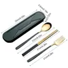 Utensílios de cozinha 304 Aço inoxidável portátil utensílios de mesa com acessórios de viagem de caixa com pp snap-fit ​​café da manhã tipo 6 hkd230812