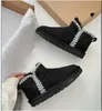 Designer Platform Boots For Women Ultra Chestnut Matte Fur Snow Boot Suede Wool Blend Comfort Winter Designer Ankle Booties Bu
