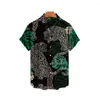 Men's Casual Shirts Hawaiian Bird Animal Print Shirt Summer Oversized 3D Flower Retro Short Sleeve Top Street Trend
