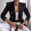 Abiti da donna blazer bianchi donne slim eleganti giacca blazer che si adattano a leone metallo bottoni a doppio petto