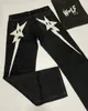 Men S Jeans Y2K Mens Streetwear Harajuku Hip Hop Star Drukuj Owporne workowate czarne spodnie Gotycka wysoka talia Spodnie z szeroką nogą 230823