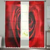 Sheer Curtains Red Rose Flower Modern For Living Room Transparent Tulle Window The Bedroom Accessories Decor 230822