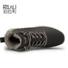 Säkerhetsskor Polali Brand Men vandringsskor varm päls stor storlek 3947 Autumn Winter Mens Leather Lace Up Outdoor Mountain Waterproof 230822