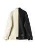 Womens Leather Faux ftlzz Spring Autumn Lapel Splicing Pu Jacka Women Moto Frenulum Soft Coat Casual Loose Outwear With Belt 230822