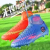 Sapatos de segurança Cleats unissex FG Football Outdoor Training Sock Boots Sneaker Color Color Long Spikes Soccer Turf Futsal 230822