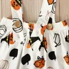 Kleidungssets Halloween -Party -Kostüm für Kleinkind -Baby -Mädchen Kleidung Langarmed Plaid Top Kürbisgurt Rock Kinder Set 230823