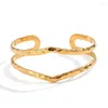 Bracelet ALLME Non Ternir 18K Or PVD Plaqué Titane Acier Creux Double Couche Marteau Ton Géométrique Manchette Bracelets Femmes