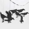 Décoration de fête 32pcs Glitter Black Crow Raven Bannière Halloween Suspendus Papier Oiseau Bruant Drapeaux Guirlande Enfants Joyeux Halloween Décorations de fête L0823