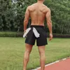 Herr shorts män sport sommar fitness atletisk basket bodybuilding träning med handdukslinga