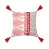 Cuscino rosso grigio marocchino Copertina da ricamo con nappe etniche 45x45cm/30x50 cm di divano decorativo per la casa