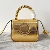 Luxe mini -tas tas mode schoudertassen ketting gold handgreep handtassen portemonnee vrouwen metalen kop portret flap magnetische gesp gelft telefoontelie crossen portefeuilles