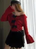 Swetry damskie Vintage Christmas Red Red Sweter dla kobiet jesienne zimowe dzianki z długim rękawem