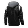Jaquetas masculinas bordando jaqueta de couro removível Motocicleta com capuz de escorpião Homens Moda Moda Slim Fit Mens Roupas