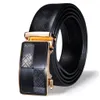 إكسسوارات أزياء أخرى HI TIE Black Gold Automatic Buckle 2023 أحزمة رجال حزام حزام جلدي حقيقي للرجال للرجال فستان جين حفل زفاف 230822