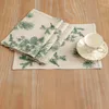 Table Mats Flower Kitchen Dining Mat Leaves Plant Cotton Linen Placemat Bowl Cup Colorful Floral Coffee Green Leaf Dinner