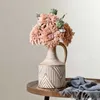 Retro Old Single Ear Pot Ceramic Vase American Stripe Relief Dried Flower Milk Jug Vase Accessories Living Room Decoration HKD230823