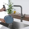 Kitchen Faucets 4 Modes Waterfall Faucet Pull Out Stream Sprayer Cold Single Hole Deck Mounted Water Sink Mixer Wash Tap For