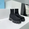 Najwyższej jakości trójkątne buty kolanowe Kolanki Pumps Skórzowe podeszwa okrągłe botki dla kobiet luksusowych projektantów butów mody Rozmiar Factory Factory 35-40 z pudełkiem