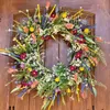 Dekorativa blommor kransar Texas Wildflower Wreath Spring Summer Front Door Simulation Torkt Flower Plant Artificial For Home Decoration 230822