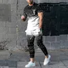 Survêtements pour hommes Pantalons pour hommes Survêtement 2 pièces Ensemble 3D Imprimé Summer Jogger Sportswear T-shirt à manches courtes Pantalon long Casual Street Vêtements 230822