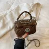 Retro girls handbag mini winter chain shoulder bags kids princess totes pu leather coin purse