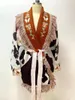 Cardigans en tricot pour femmes, Chic, de haute qualité, brodé à fleurs, élégant, Vintage, léopard, manteau tricoté, C613, printemps automne