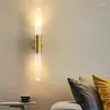 Wall Lamps Modern Light Luxury Pure Copper Bedside Lamp Simple Living Room Background Aisle El Study Glass LED