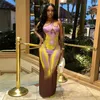 Casual jurken wuhe 3d body geprint een schouder mouwloze midi bodycon maxi lange jurk 2023 zomer vrouwen sexy club feestavond