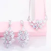 Серьги ожерелья набора Qoolady Top Qualtion White Fancy Leaf Cubic Circonia Crystal and Drop Fashion Gift S069