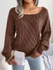 Pulls pour femmes Femmes Casual Col Carré Boutons À Manches Longues Pulls Tricotés Et Pulls Pour Automne Hiver 230920