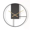 壁時計北欧時計ビッグサイズシンプルなファッションリング背景装飾ヴィンテージアイアンハンギングウォッチ