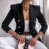 Abiti da donna blazer bianchi donne slim eleganti giacca blazer che si adattano a leone metallo bottoni a doppio petto