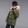 Down Coat Children's down jacket new winter boys' and girls' Plush warm medium length jacket hooded large wool collar cotton padded jacket J230823