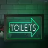 Party Dekoration Toiletten Arrow Waschraum Toilette Dual Farb LED LED NEON SCHLAND PO Rahmen kreative Tischlampen Schlafzimmer Schreibtisch Holz 3d Nachtlicht