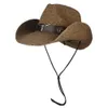 Chapeaux à large bord chapeaux de seau été paille hommes femmes noir Western Cowboy chapeau à large bord en plein air Sombrero Hombre Cowgirl 230822