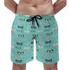 Men's Shorts Pink Black Glasses Board Summer Hipster Eyeglasses Classic Short Pants Sports Fitness Quick Dry Custom Beach Trunks
