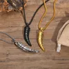 Anhänger Halsketten Herren Punk Viking Horn wasserdichte Edelstahl Nordische keltische Knoten Kompasskragen Amulett Geschenke für ihn