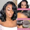 220%Dichtheid Body Wave Short Bob Pruik 5x1 T Deel Wig Peruaanse menselijk haar Wig Deep Wave Frontale pruik losgave los golvende mensenhaarpruiken voor zwarte vrouwen