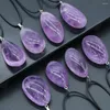 Chains 6PCS Wholesale Irregular Reiki Healing Natural Amethyst Pendant Necklace For Jewelry Making DIY Accessories Rope Chain Charm Gif