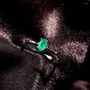 Pierścienie klastra Yulem Natural Columbia Emerald Pierścień 4x6mm 925 srebrny zielony kamień szlachetny noszący certyfikat Lady prezent