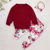 Rompers Ins Autumn 2023 Baby Girls 2PCS Clothes Set Cotton Long Sleeve Tops Floral Elastic Waist Pants Suit Toddler Outfits 230823