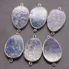 Pendant Necklaces 4pcs/lot Natural Stone Oval Pendants Lapis Lazuli Flat Mineral Healing Gold Plated Edge Charms Diy Jewelry Wholesale