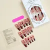 False Nails Halloween Red Blood States Ballet Long Coffin Cover Full Cover su patch di unghie finte detecabili 24pcs