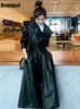 Womens Leather Faux Nerazzurri Spring Black Oversized Long Waterproof Trench Coat for Women Sleeve Loose Korean Fashion Clothing 230822