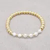 Strand YASTYT Pulsera De Cuentas De Color Dorado Pulseras De Perlas De Imitación para Mujer Joyería Cuentas De Piedra De Hematita Joyería Diaria