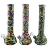 13.2'' straight silicone bong printing pattern beaker hookahs shisha smoking filter bubbler water pipes for smoking tobacco dry herb