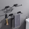 Bath Accessory Set Stainless Steel No Drilling Self-adhesive Towel Bar Paper Holder Robe Hook Rack Black Silver Gold Bathroom Hardware