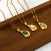 Hänghalsband Stylish Natural Stone Geometric Necklace for Women 18k Gold Plated rostfritt stål Twisted Chain Collar SMycken